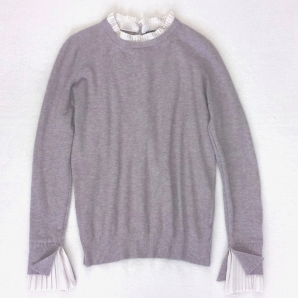 Vila Milano Women's Purple Nylon Blend Long Sleeve Sweater w Chiffon Cuffs M